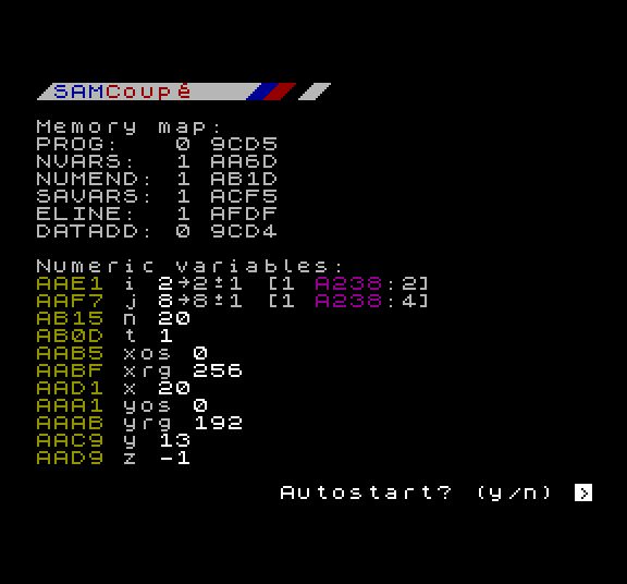 SAM screenshot: some more text describing the results