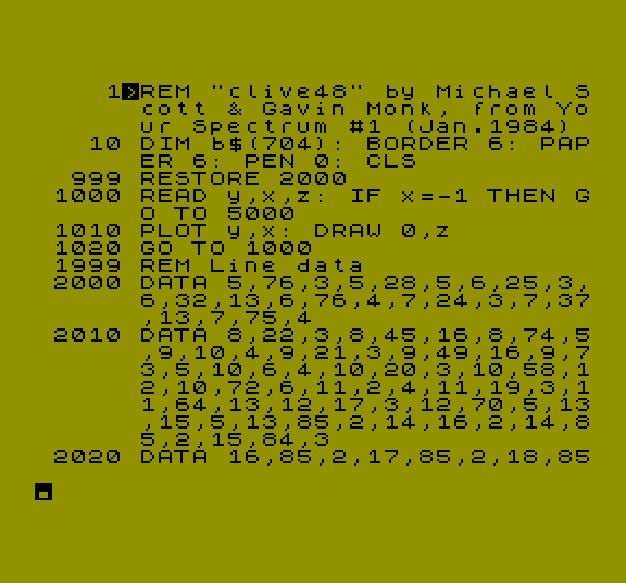 SAM screenshot: a BASIC code listing